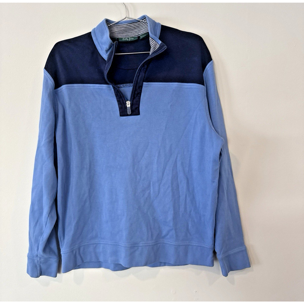 Bobby Jones Mens 1/4 Zip Pullover Blue Pima Cotton Golf Size Large 2736